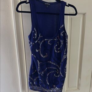 Express Fitted Purple Sequin Tank Top